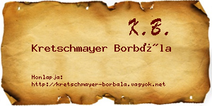 Kretschmayer Borbála névjegykártya